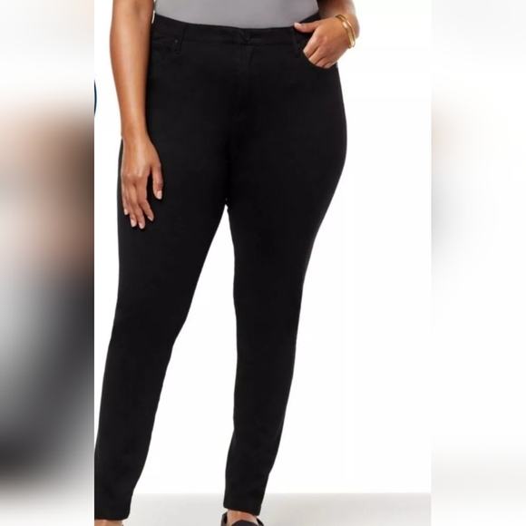 Diane Gilman Black Denim Stretch Pants NWT Sz. 24 WT - Picture 1 of 12